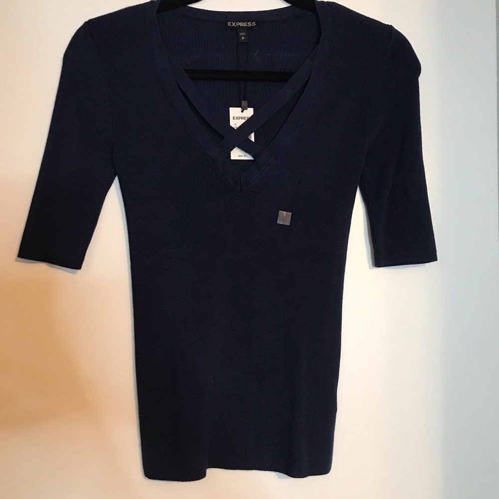 Navy Blue short sleeved sweater